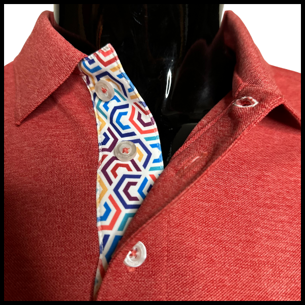 Delhi Golf Club @ Red Melange Drifit Tshirt Geometric Placket for Men