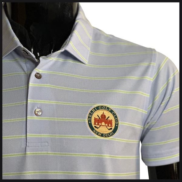 Delhi Golf Club © Lavender/Green Striped Drifit Tshirt (Men's)