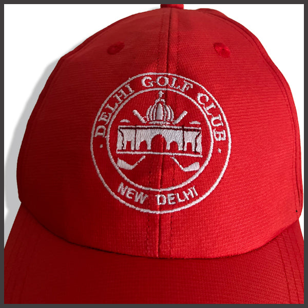 Delhi Golf Club@Drifit caps Red with dgc outline logo