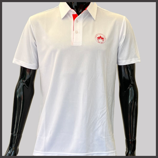 Delhi Golf Club @ T -shirt drifit white with printed orange placket